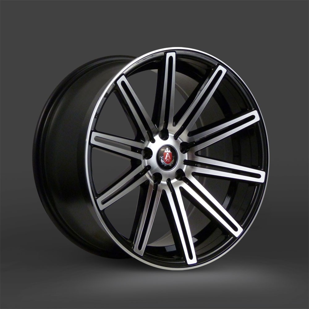 NEW 19" AXE EX15 DEEP CONCAVE ALLOY WHEELS IN GLOSS BLACK/POLISH WITH WIDER 9.5" REAR