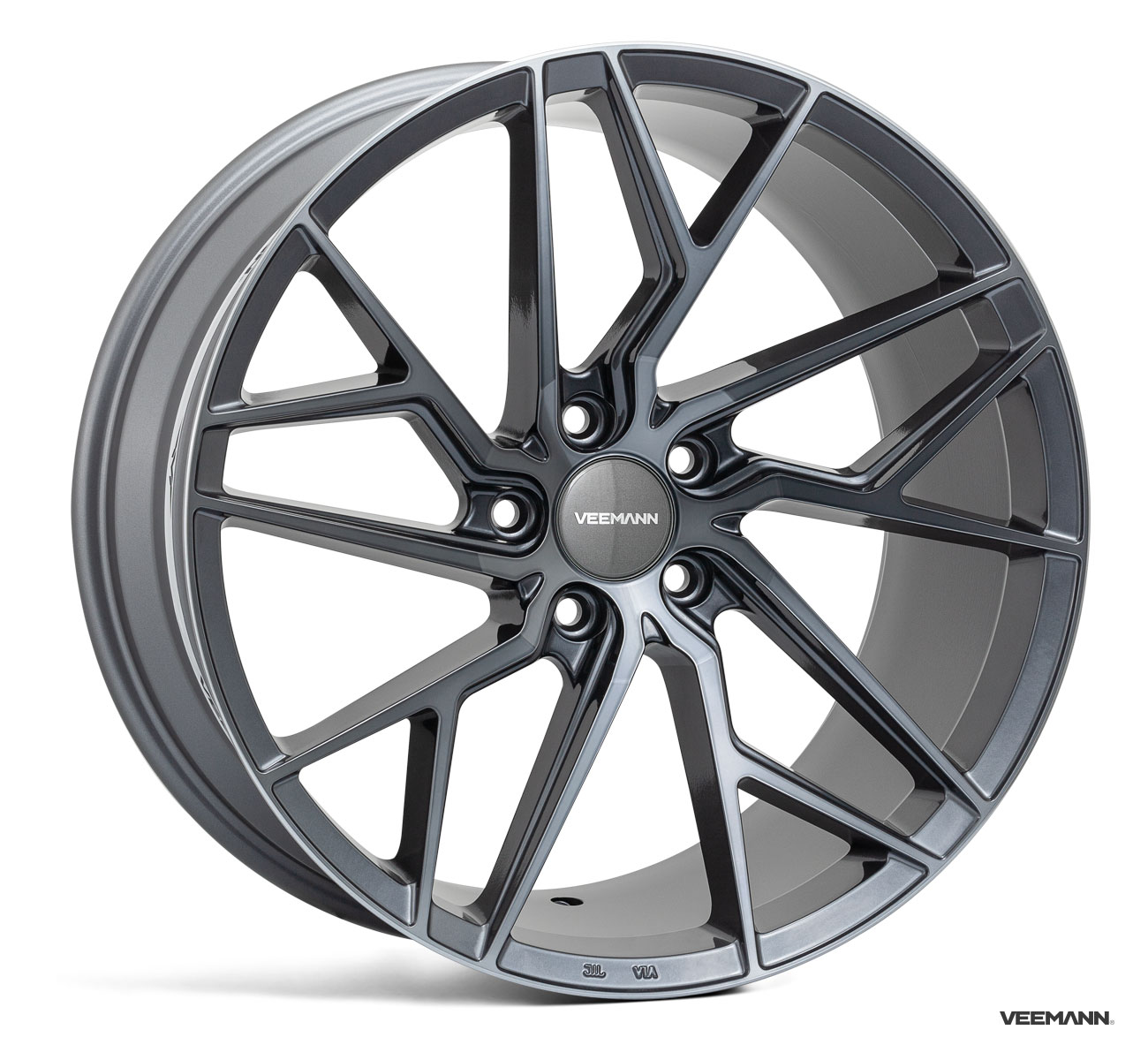 NEW 19" VEEMANN V-FS44 ALLOY WHEELS IN GRAPHITE SMOKE POL WITH WIDER 9.5" REARS