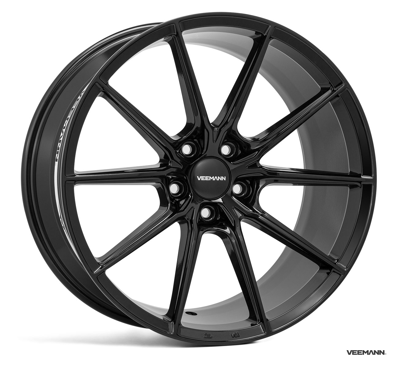 NEW 19" VEEMANN V-FS48 ALLOY WHEELS IN GLOSS BLACK WITH WIDER 9.5" REARS 5X112