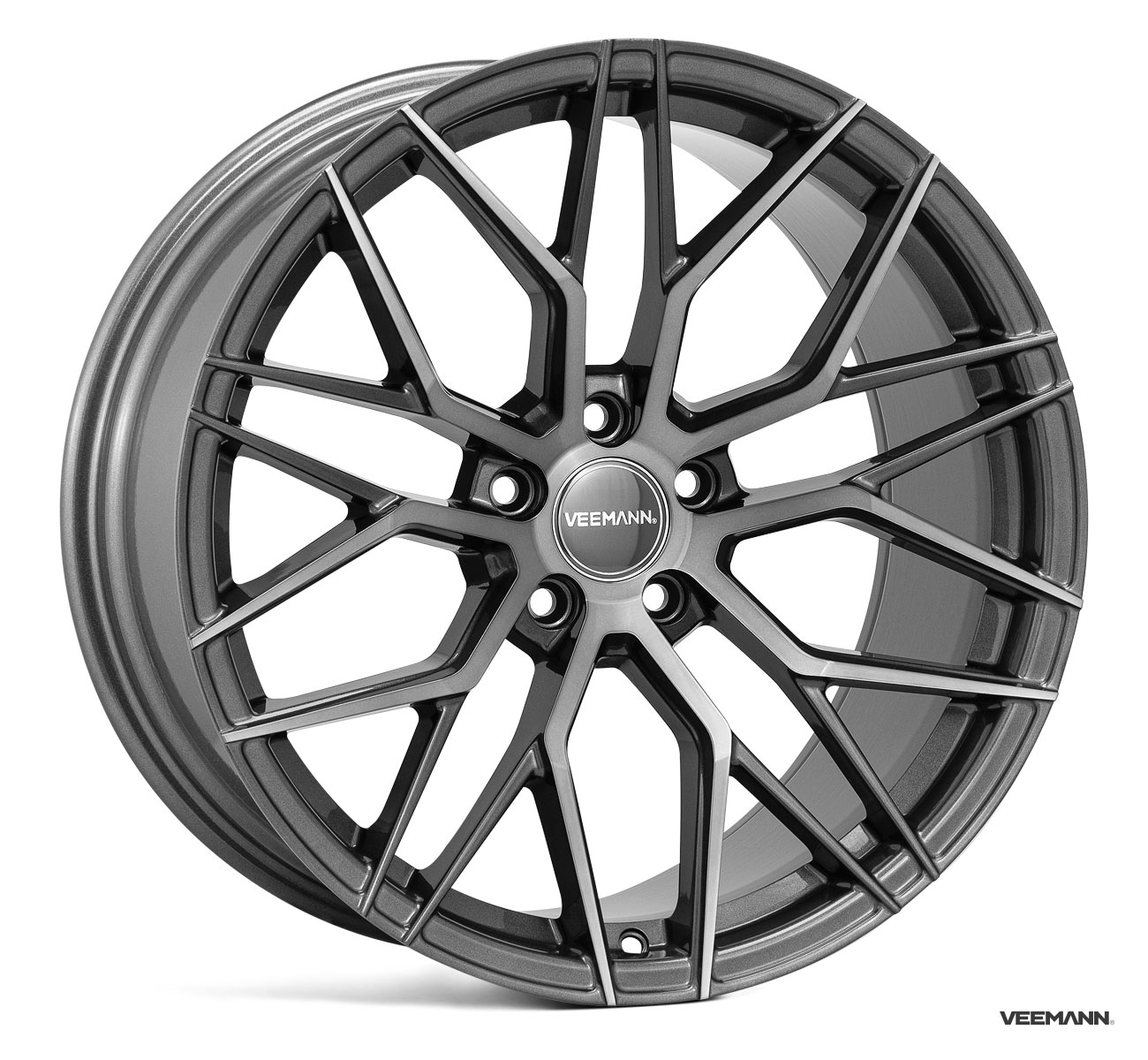 NEW 22" VEEMANN VC520 ALLOY WHEELS IN DARK GRAPHITE POLISHED WITH WIDER" REARS