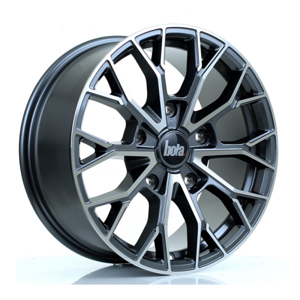 New 18 Inch Bola Vansport B24 Alloy Wheels In Gloss Gunmetal Polished Face, 900kg Load Rated, Ford Transit Custom 5x160