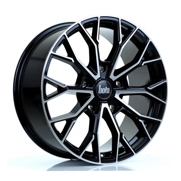 New 20 Inch Bola Vansport B24 Alloy Wheels In Gloss Black Polished Face, 900kg Load Rated, Ford Transit Custom 5x160