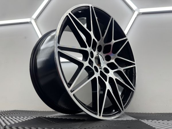 New 19 Inch Type 666 Comp Style Alloy Wheels in Gloss Black With Polished Face And Wider 9.5" Rears 5x120