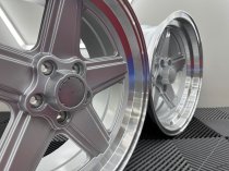 New 17 Inch Penta Style Alloy Wheels In Silver With Polished Deep Dish, Deeper 9" Rear Mercedes SL SEC 5x112