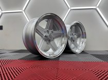 New 17 Inch Penta Style Alloy Wheels In Silver With Polished Deep Dish, Deeper 9" Rear Mercedes SL SEC 5x112