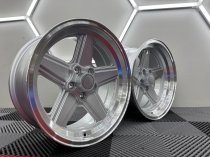 New 17 Inch Penta Style Alloy Wheels In Silver With Polished Deep Dish, Deeper 9" Rear Mercedes SL SEC 5x112