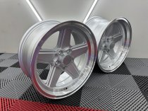 New 17 Inch Penta Style Alloy Wheels In Silver With Polished Deep Dish, Deeper 9" Rear Mercedes SL SEC 5x112