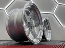 New 17 Inch Penta Style Alloy Wheels In Silver With Polished Deep Dish, Deeper 9" Rear Mercedes SL SEC 5x112