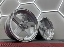 New 17 Inch Penta Style Alloy Wheels In Silver With Polished Deep Dish, Deeper 9" Rear Mercedes SL SEC 5x112