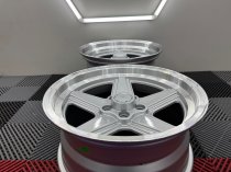 New 17 Inch Penta Style Alloy Wheels In Silver With Polished Deep Dish, Deeper 9" Rear Mercedes SL SEC 5x112