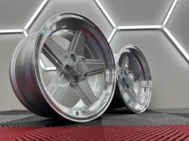 New 17 Inch Penta Style Alloy Wheels In Silver With Polished Deep Dish, Deeper 9" Rear Mercedes SL SEC 5x112