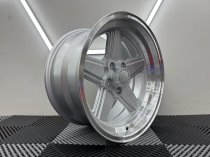 New 17 Inch Penta Style Alloy Wheels In Silver With Polished Deep Dish, Deeper 9" Rear Mercedes SL SEC 5x112