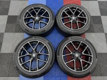 New 17 Inch Fox FX5 Alloy Wheels in Gloss Black with Polished Face Inc Good Part Worn Tyres Suit BMW 3 Series 5x120