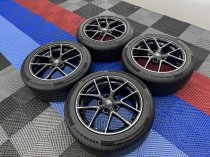 New 17 Inch Fox FX5 Alloy Wheels in Gloss Black with Polished Face Inc Good Part Worn Tyres Suit BMW 3 Series 5x120