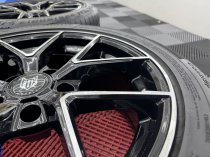 New 17 Inch Fox FX5 Alloy Wheels in Gloss Black with Polished Face Inc Good Part Worn Tyres Suit BMW 3 Series 5x120