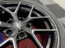 New 17 Inch Fox FX5 Alloy Wheels in Gloss Black with Polished Face Inc Good Part Worn Tyres Suit BMW 3 Series 5x120