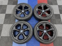 Used 18 Inch Genuine BMW Style 320 5 Spoke Alloy Wheels, E84 X1 F30 3 Series, Fully Refurbished In Gloss Black inc Part Worn Tyres 5x120