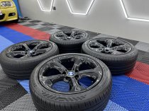 Used 18 Inch Genuine BMW Style 320 5 Spoke Alloy Wheels, E84 X1 F30 3 Series, Fully Refurbished In Gloss Black inc Part Worn Tyres 5x120