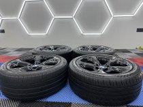 Used 18 Inch Genuine BMW Style 320 5 Spoke Alloy Wheels, E84 X1 F30 3 Series, Fully Refurbished In Gloss Black inc Part Worn Tyres 5x120
