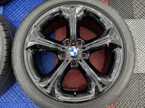 Used 18 Inch Genuine BMW Style 320 5 Spoke Alloy Wheels, E84 X1 F30 3 Series, Fully Refurbished In Gloss Black inc Part Worn Tyres 5x120