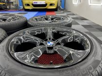 Used 18 Inch Genuine BMW Style 320 5 Spoke Alloy Wheels, E84 X1 F30 3 Series, Fully Refurbished In Gloss Black inc Part Worn Tyres 5x120