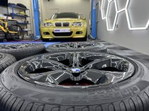 Used 18 Inch Genuine BMW Style 320 5 Spoke Alloy Wheels, E84 X1 F30 3 Series, Fully Refurbished In Gloss Black inc Part Worn Tyres 5x120