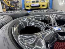 Used 18 Inch Genuine BMW Style 320 5 Spoke Alloy Wheels, E84 X1 F30 3 Series, Fully Refurbished In Gloss Black inc Part Worn Tyres 5x120