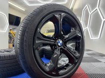 Used 18 Inch Genuine BMW Style 320 5 Spoke Alloy Wheels, E84 X1 F30 3 Series, Fully Refurbished In Gloss Black inc Part Worn Tyres 5x120