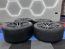 New 22 Inch Veemann VC520 Alloy Wheels In Dark Graphite Machines With Deeper Concave 12" Rears Fitted With Good Continental Part Worn Tyres 5x120