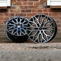 New 18 Inch Wolfrace Eurosport Wolfsburg Super 6 Alloy Wheels In Gloss Black Polished, 1250kg Load Rated, Ford Transit Custom Gen 2, VW Transporter T7 6x120