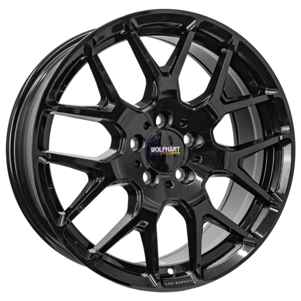 New 18 Inch Wolfrace Wolfhart Flowformed Munich 3 Alloy Wheels In Gloss Black, 875kg Load Rated, Ford Transit Custom Gen 2, VW Transporter T7 6x120