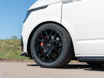 New 18 Inch Wolfrace Wolfhart Flowformed Munich 3 Alloy Wheels In Gloss Black, 875kg Load Rated, Ford Transit Custom Gen 2, VW Transporter T7 6x120