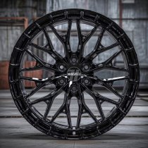 New 18 Inch Wolfrace Vanspeed Bayern V7 Alloy Wheels In Gloss Raven Black, 1050kg Load Rated, Ford Transit Custom Gen 2, VW Transporter T7 6x120