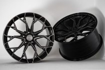 New 20 Inch Riviera RF5 Alloy Wheels In Black Polished Dark Tint, Flow Formed, 1000kg Load Rated, Ford Transit Custom Gen 2, VW Transporter T7 6x120