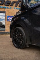 New 18 Inch Riviera RF16 Alloy Wheels In Satin Black, Flow Formed, 1050kg Load Rated, Ford Transit Custom Gen 2, VW Transporter T7 6x120