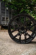 New 18 Inch Riviera RF16 Alloy Wheels In Satin Black, Flow Formed, 1050kg Load Rated, Ford Transit Custom Gen 2, VW Transporter T7 6x120