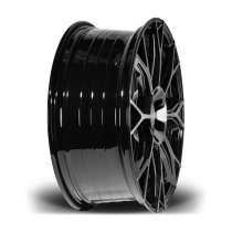 New 20 Inch Riviera RF25 Alloy Wheels In Black Polished Dark Tint, Flow Formed, 1000kg Load Rated, Ford Transit Custom Gen 2, VW Transporter T7 6x120