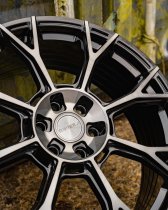 New 20 Inch Riviera RF25 Alloy Wheels In Black Polished Dark Tint, Flow Formed, 1000kg Load Rated, Ford Transit Custom Gen 2, VW Transporter T7 6x120