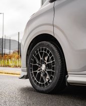 New 20 Inch Riviera RF26 Alloy Wheels In Black Polished Dark Tint, Flow Formed, 1000kg Load Rated, Ford Transit Custom Gen 2, VW Transporter T7 6x120