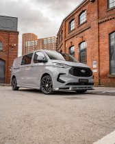 New 20 Inch Riviera RF27 Alloy Wheels In Black Polished Dark Tint, Flow Formed, 1000kg Load Rated, Ford Transit Custom Gen 2, VW Transporter T7 6x120