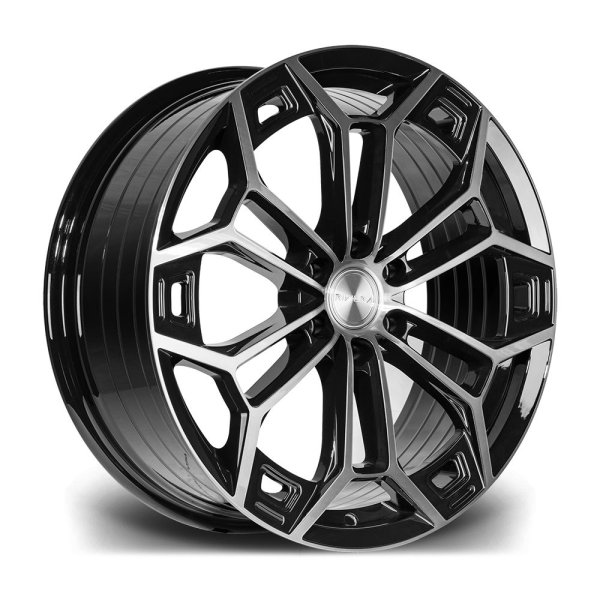 New 20 Inch Riviera RF27 Alloy Wheels In Black Polished Dark Tint, Flow Formed, 1000kg Load Rated, Ford Transit Custom Gen 2, VW Transporter T7 6x120