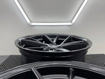 New 20 Inch Riviera RF1 Alloy Wheels in Matt Black with Gloss Black Lip, Deeper Concave 10" Rears 5x120