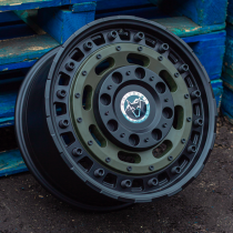 New 17 Inch Wolfrace Explorer Slotmag Alloy Wheels In Matt Black with Matt Green Center, 1250kg, Vauxhall Vivaro A, Movano C, Nissan Primastar, Renault Trafic, Citroen Relay, Fiat Ducato, Peugeot Boxer 5x118