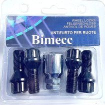 Bimecc M12x1.5mm Standard Length 26mm Locking Wheel Bolts In Silver Or Black (Most E Series BMW)