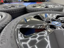 Used 19 Inch Genuine Bmw Style 429 I3 Alloy Wheels, Fully Refurbished In Gloss Black, Wide Rear, Inc VG Bridgestone Tyres 5x112