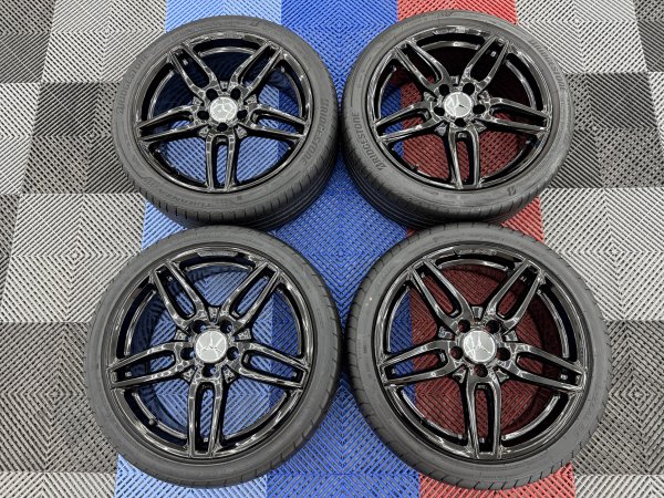 Used 18 Inch Genuine Mercedes A Class A176 AMG 5 Twin Spoke Alloy Wheels in Gloss Black, 5x112