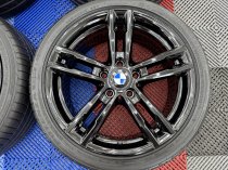 Used 18 Inch Genuine BMW Style 719M F20 F22 M140i M240i Alloy Wheels, Fully Refurbed In Gloss Black, Wide Rear Inc VG Bridgestone Runflat Tyres