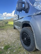 New 16 inch Fox ADV Alloy Wheels In Satin Black 1500kg Load, MAN TGE, VW Crafter Vans 5x120