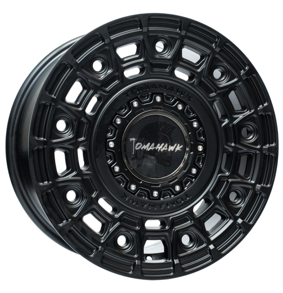 New 17 Inch Tomahawk Yakama Alloy Wheels In Satin Black 955kg Ford Transit Custom Gen 2, VW Transporter T7 6x120