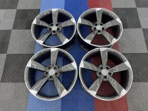 Used 21 Inch Genuine Audi A7 S7 A8 S8 4G Rotor Spoke Arm Alloy Wheels, Fully Refurbished, Gunmetal With Polished Edge 5x112